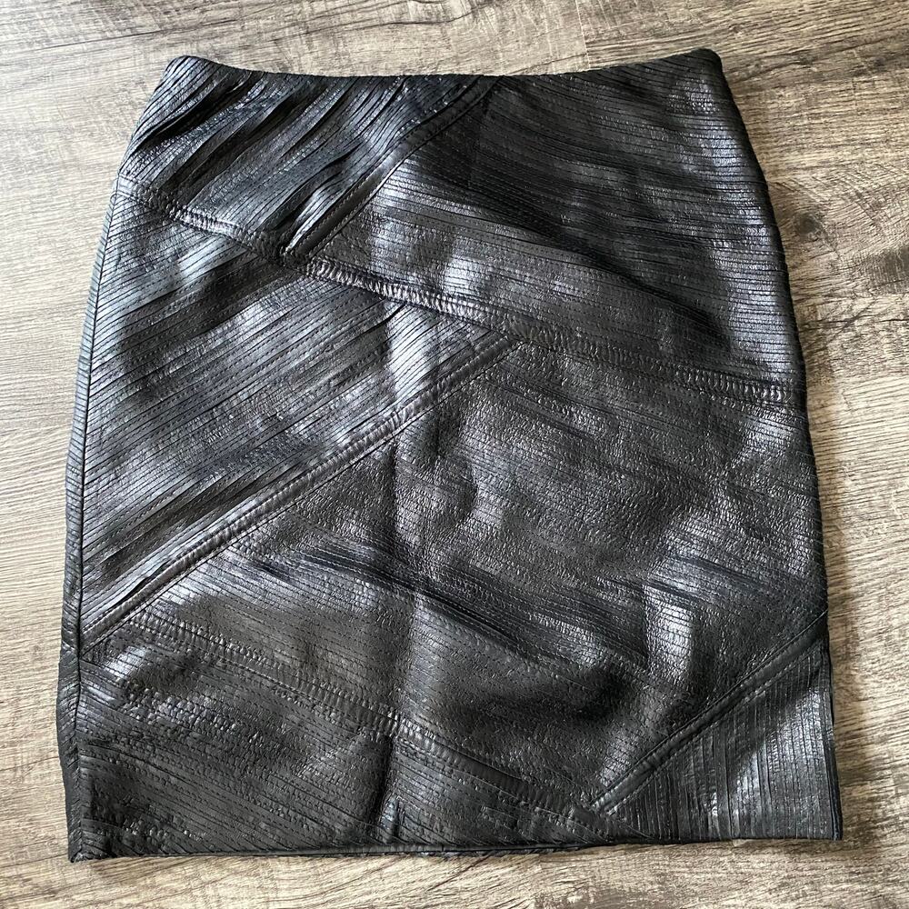 Cusp by Neiman Marcus black leather skirt